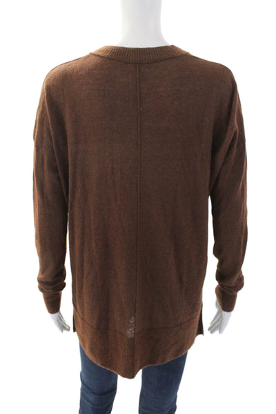 Club Monaco Womens Knit V-Neck Long Sleeve Pullover Sweater Brown Size M