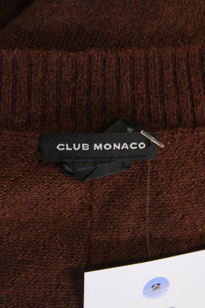 Club Monaco Womens Knit V-Neck Long Sleeve Pullover Sweater Brown Size M