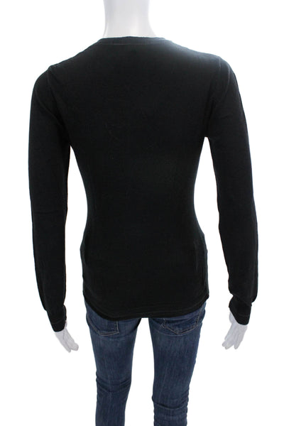 Roberto Cavalli Womens Cotton Knit V-Neck Pullover Sweater Top Black Size M