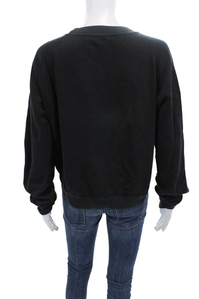 John Elliott Womens Cotton Long Sleeve Knit Crewneck Black Size S