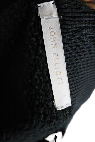 John Elliott Womens Cotton Long Sleeve Knit Crewneck Black Size S