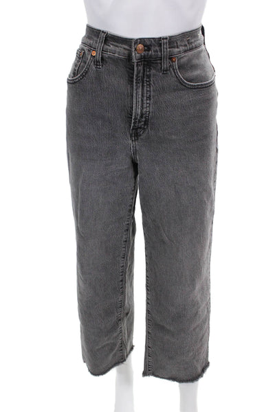 Madewell Womens Cotton Zip Button Fray Leg Denim Jeans Gray Size EUR 28