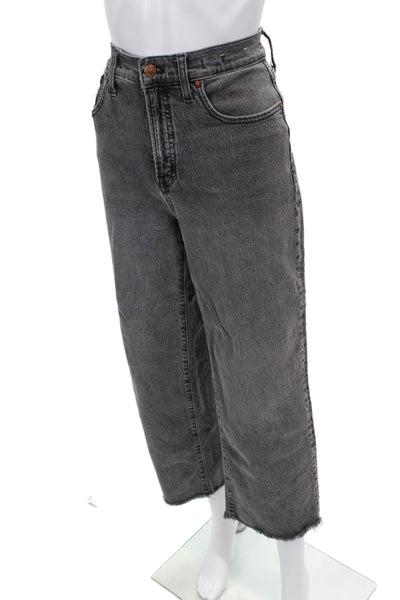 Madewell Womens Cotton Zip Button Fray Leg Denim Jeans Gray Size EUR 28