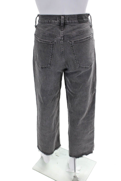 Madewell Womens Cotton Zip Button Fray Leg Denim Jeans Gray Size EUR 28