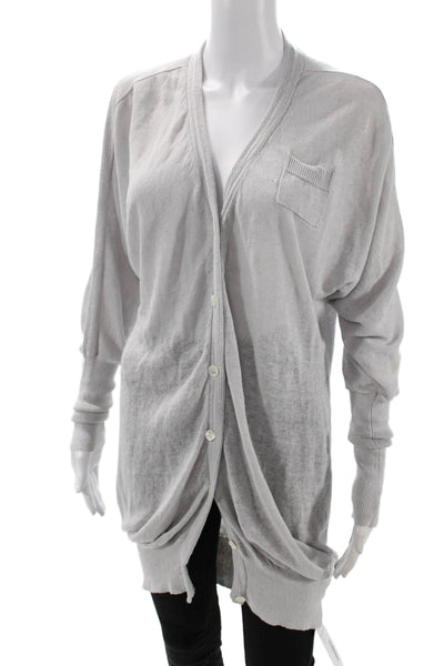 Lutz & Patmos Womens Linen Button Down Cardigan Sweater Light Gray Size Small