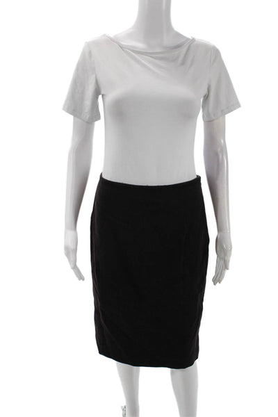 Nina Ricci Womens Wool Knee Length Side Zippered Pencil Skirt Brown Size 38