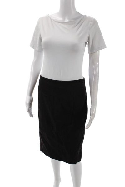 Nina Ricci Womens Wool Knee Length Side Zippered Pencil Skirt Brown Size 38