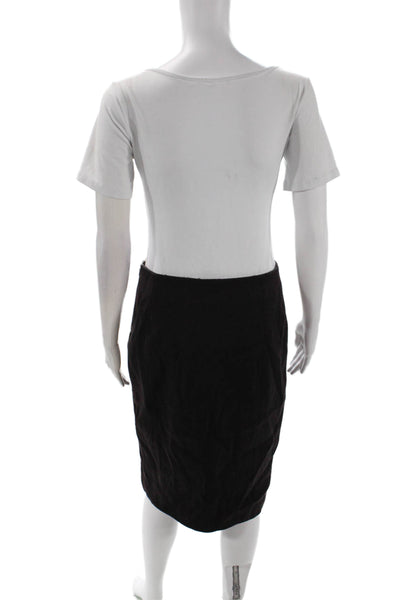 Nina Ricci Womens Wool Knee Length Side Zippered Pencil Skirt Brown Size 38