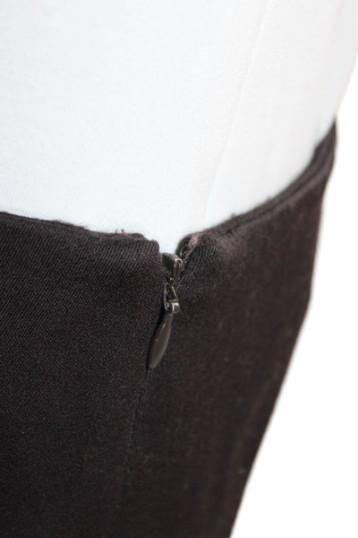 Nina Ricci Womens Wool Knee Length Side Zippered Pencil Skirt Brown Size 38