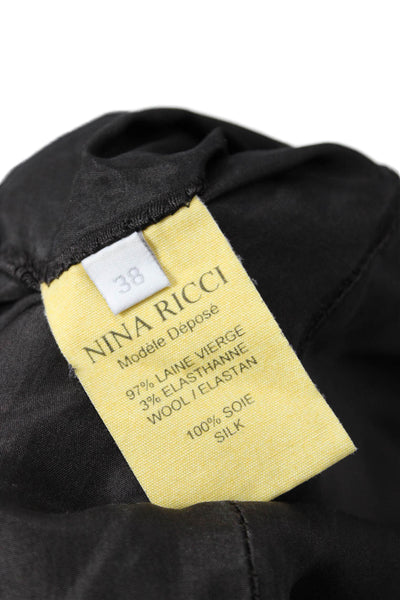 Nina Ricci Womens Wool Knee Length Side Zippered Pencil Skirt Brown Size 38