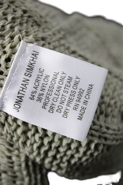 Jonathan Simkhai Womens Crocheted Sleeveless Fringe Detail Dress Green Size XS