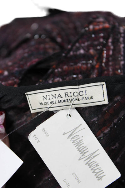 Nina Ricci Womens Wool Sleeveless Paneled Detail A-Line Dress Purple Size 6