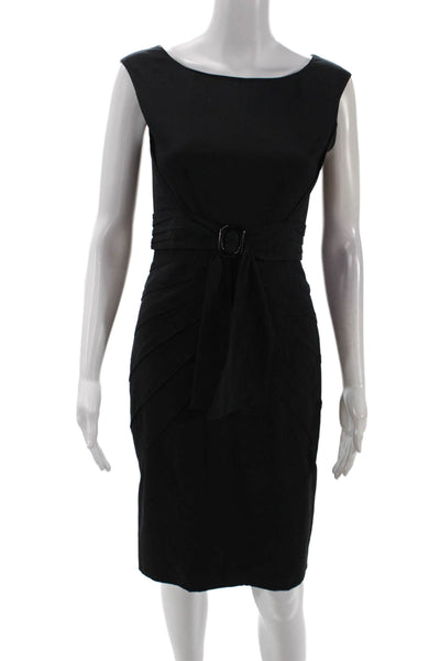 Zac Posen Womens Silk Pleated Detail Buckled Sleeveless Dress Black Size 4