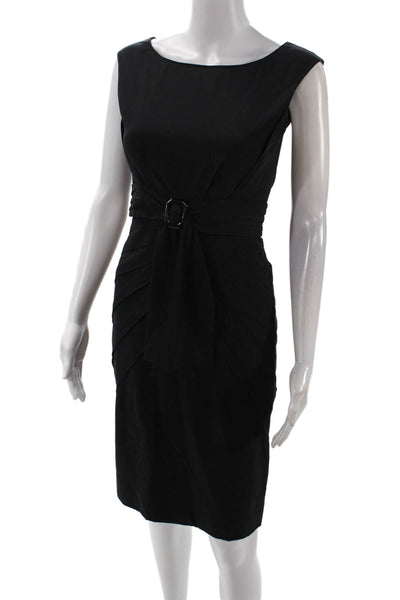 Zac Posen Womens Silk Pleated Detail Buckled Sleeveless Dress Black Size 4