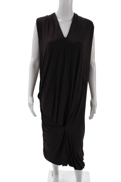 Zara Womens Solid Draped Sleeveless Maxi Dress Eggplant Size L