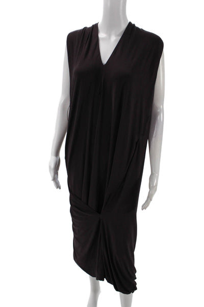 Zara Womens Solid Draped Sleeveless Maxi Dress Eggplant Size L