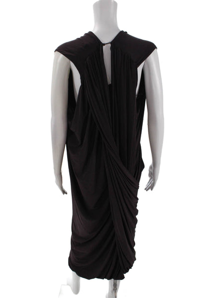Zara Womens Solid Draped Sleeveless Maxi Dress Eggplant Size L