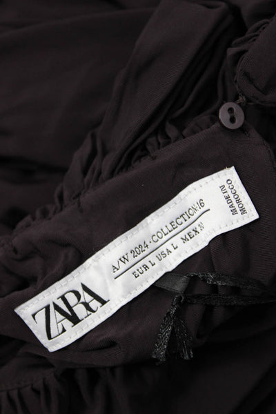 Zara Womens Solid Draped Sleeveless Maxi Dress Eggplant Size L