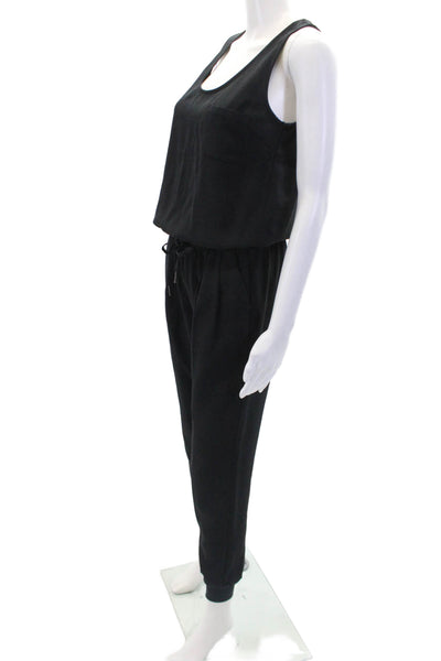 Joie Womens Sleeveless Cinched Drawstring Waist Zip Back Jumpsuit Black Size XS