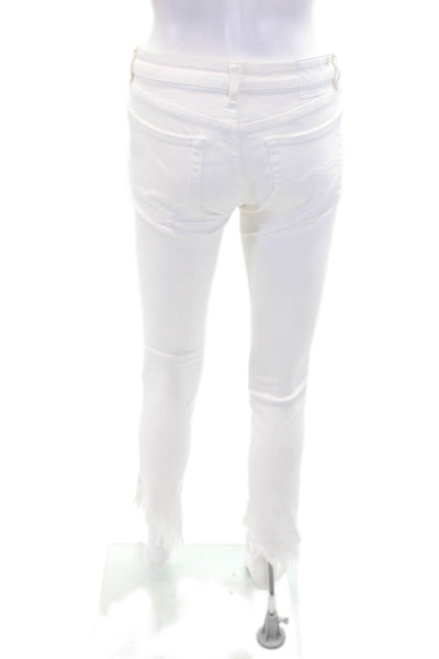 R13 Womens Denim Kate Skinny Long Mid Rise Fray Hem Zip Fly Jeans White Size 26