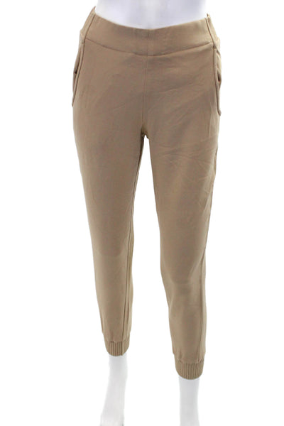Theory Womens Straight Leg Elastic Waist Cuffed Hem Pants Brown Size Size P