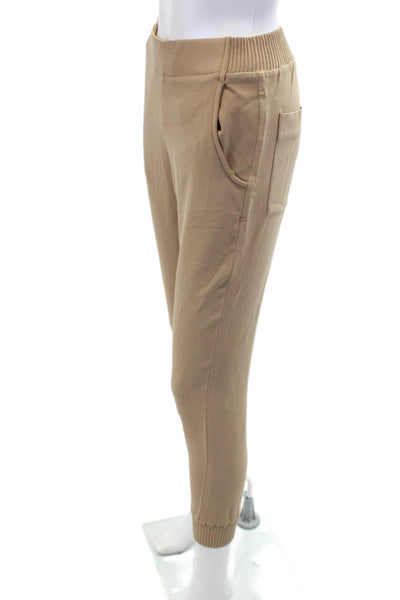 Theory Womens Straight Leg Elastic Waist Cuffed Hem Pants Brown Size Size P