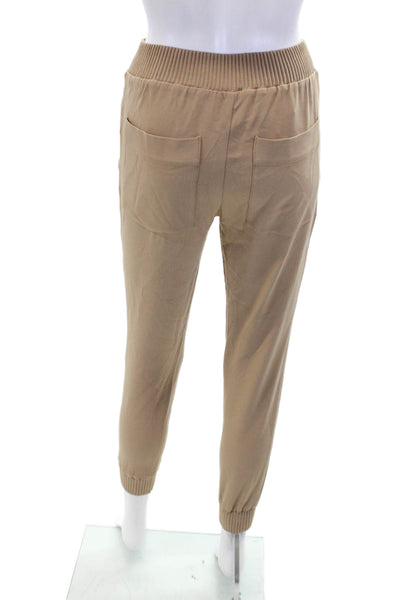 Theory Womens Straight Leg Elastic Waist Cuffed Hem Pants Brown Size Size P