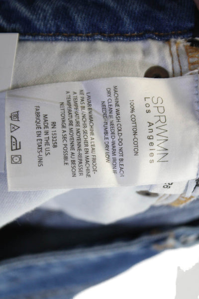 SPRWMN Womens Cotton Zip Button Low Rise Baggy Denim Jeans Blue Size EUR 26