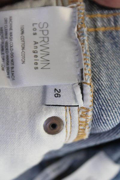 SPRWMN Womens Cotton Zip Button Low Rise Baggy Denim Jeans Blue Size EUR 26
