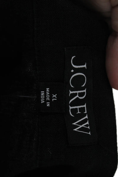 J Crew Womens Square Neck Long Sleeve Button Down Top Black Size XL