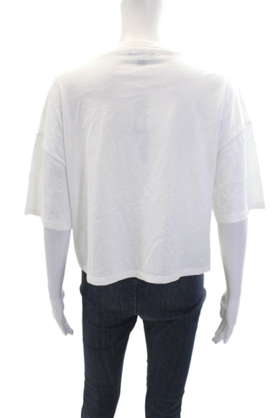 J Crew Womens Short Sleeve Sequin Beaded Crop Top White Size L
