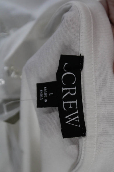 J Crew Womens Short Sleeve Sequin Beaded Crop Top White Size L