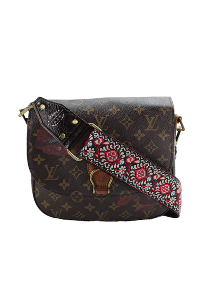 Louis Vuitton Womens Coated Canvas Monogram Saint Cloud Shoulder Bag Brown