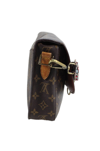 Louis Vuitton Womens Coated Canvas Monogram Saint Cloud Shoulder Bag Brown