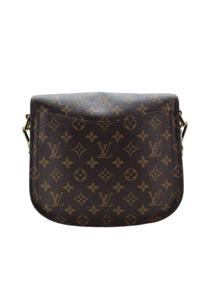 Louis Vuitton Womens Coated Canvas Monogram Saint Cloud Shoulder Bag Brown
