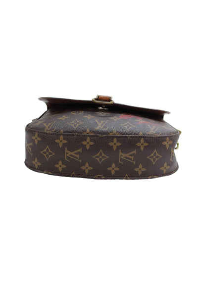 Louis Vuitton Womens Coated Canvas Monogram Saint Cloud Shoulder Bag Brown