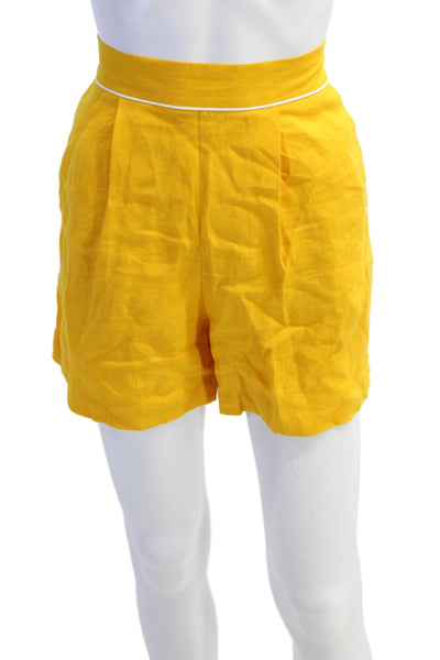 Ancient Kavvos Womens Linen High Rise Pull On Shorts Yellow Size Medium