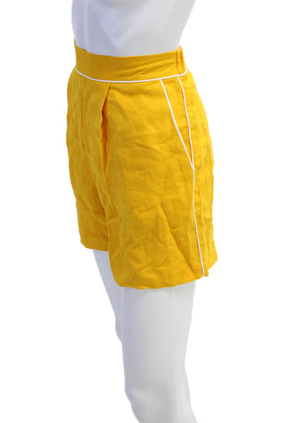 Ancient Kavvos Womens Linen High Rise Pull On Shorts Yellow Size Medium