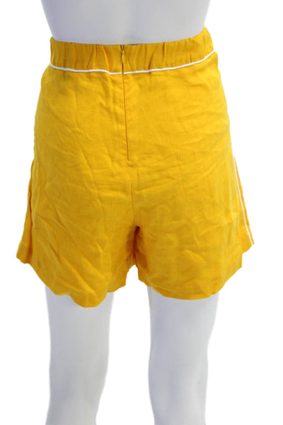 Ancient Kavvos Womens Linen High Rise Pull On Shorts Yellow Size Medium