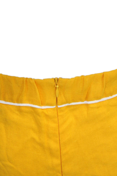 Ancient Kavvos Womens Linen High Rise Pull On Shorts Yellow Size Medium