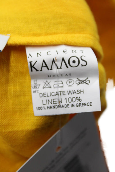Ancient Kavvos Womens Linen High Rise Pull On Shorts Yellow Size Medium