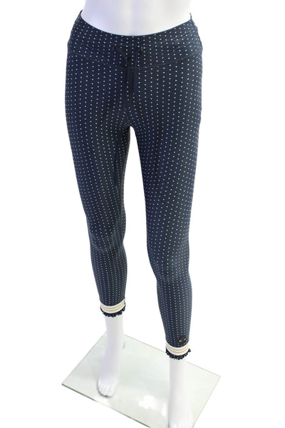 The Upside Womens Polka Dot Drawstring Ankle Leggings Blue Size 2