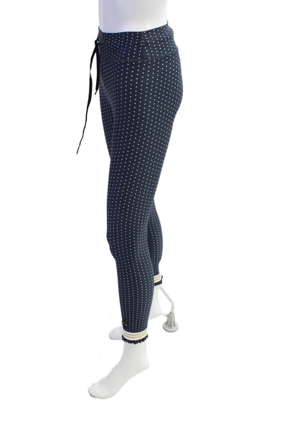 The Upside Womens Polka Dot Drawstring Ankle Leggings Blue Size 2