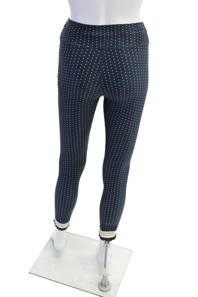 The Upside Womens Polka Dot Drawstring Ankle Leggings Blue Size 2