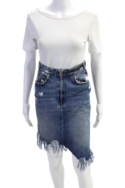 Trf Collection Zara Womens Asymmetrical Denim Skirt Blue Size XS