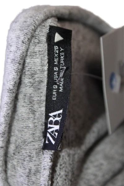 Zara Womens Pearl Detail Long Sleeve Pullover Knit Sweater Gray Size S