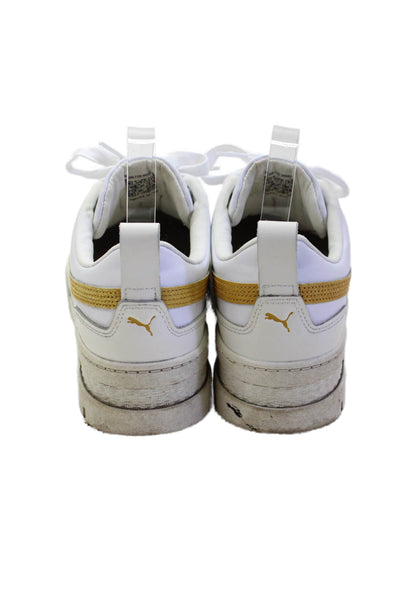Puma Womens Lace Up Logo Platform Low Top Sneakers White Leather Size 9.5