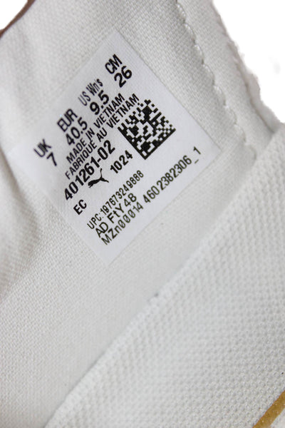 Puma Womens Lace Up Logo Platform Low Top Sneakers White Leather Size 9.5