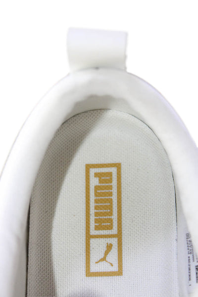 Puma Womens Lace Up Logo Platform Low Top Sneakers White Leather Size 9.5