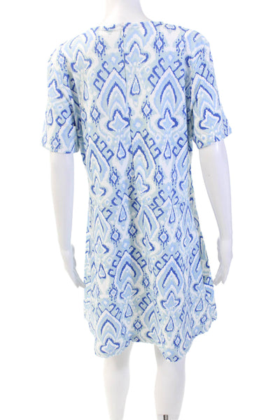 Sail To Sable Womens Ikat Print A Line Dress Sky Blue Size Extra Large